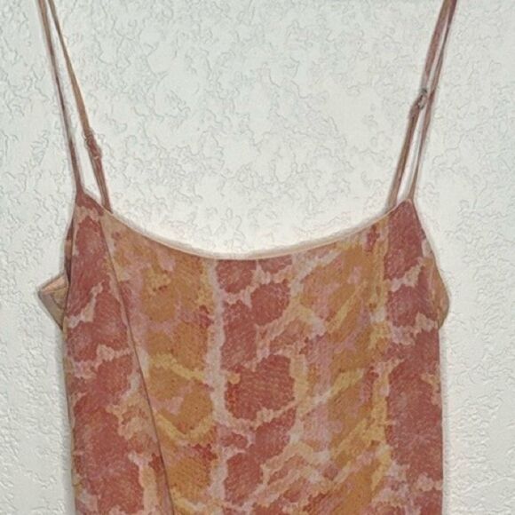 New Revolve LOVERS+FRIENDS Emmett Pink Snakeskin Ruched Ruffle Mini Dress Small - Picture 4 of 12